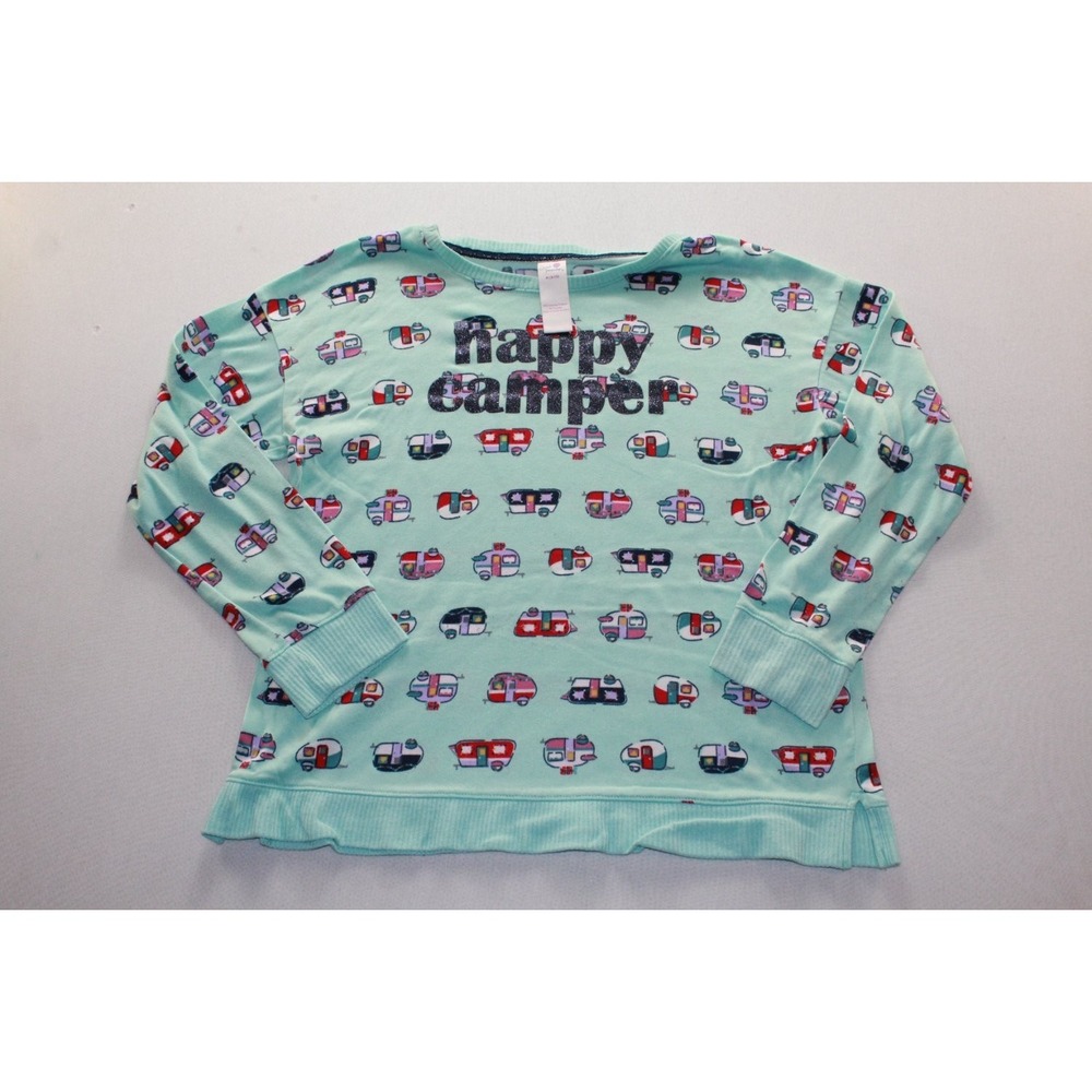 Secret Treasures Sweatshirt Girls M 8-10 Mint Green NWT Happy Camper Glitter
